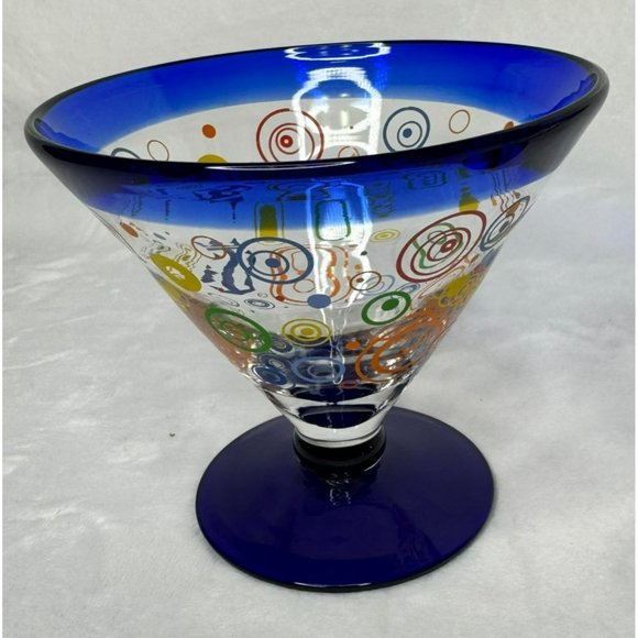 Pair of Royal Caribbean Stemless Martini Glasses With Cobalt Blue Rim 2009 - Picture 4 of 9